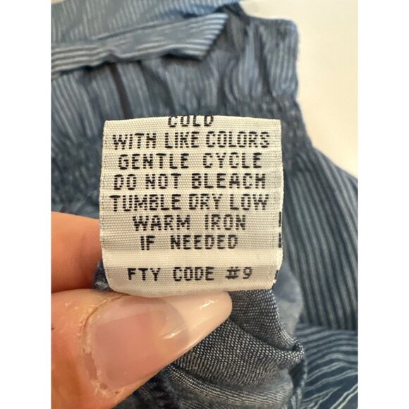 J Gee Dress Sz M? Blue Striped Shirt-Waist Zip-Up PolyCotton Slvless Pockets - Picture 8 of 13